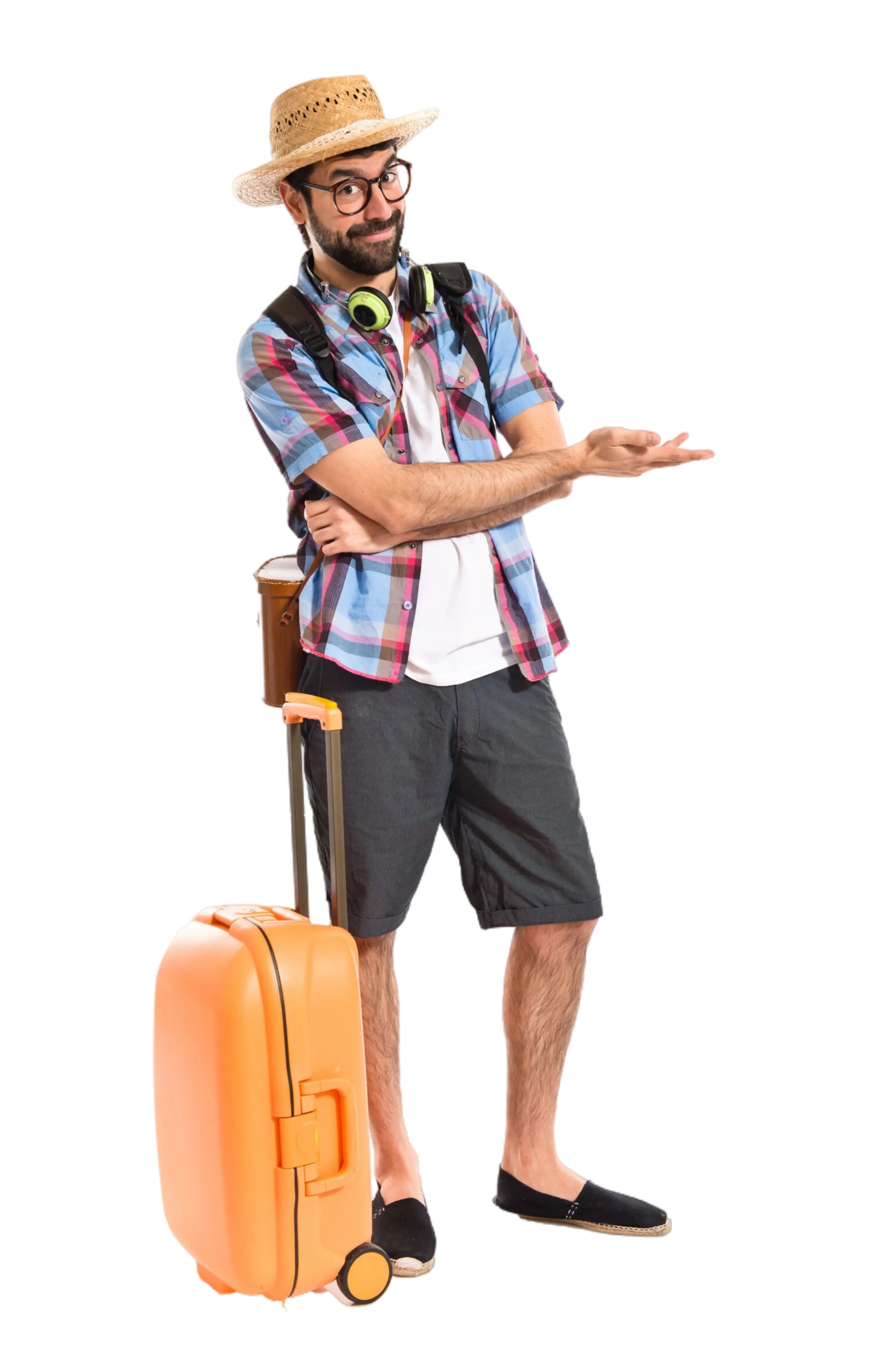 A man in a tourist attire